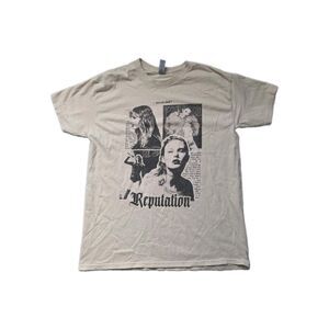 Taylor Swift Reputation Beige Graphic Concert Music T Shirt Gildan Size L EUC